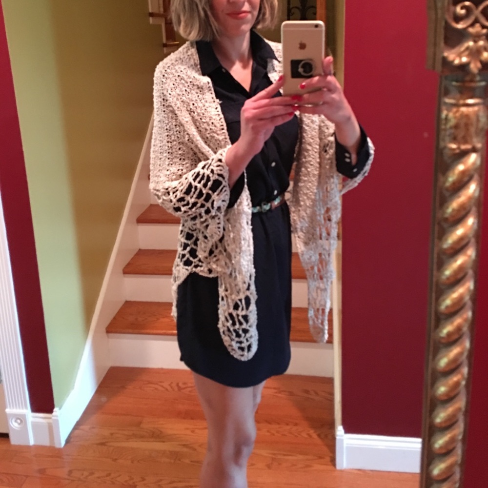 Hand Loomed Shawl from Ireland Creme colored.